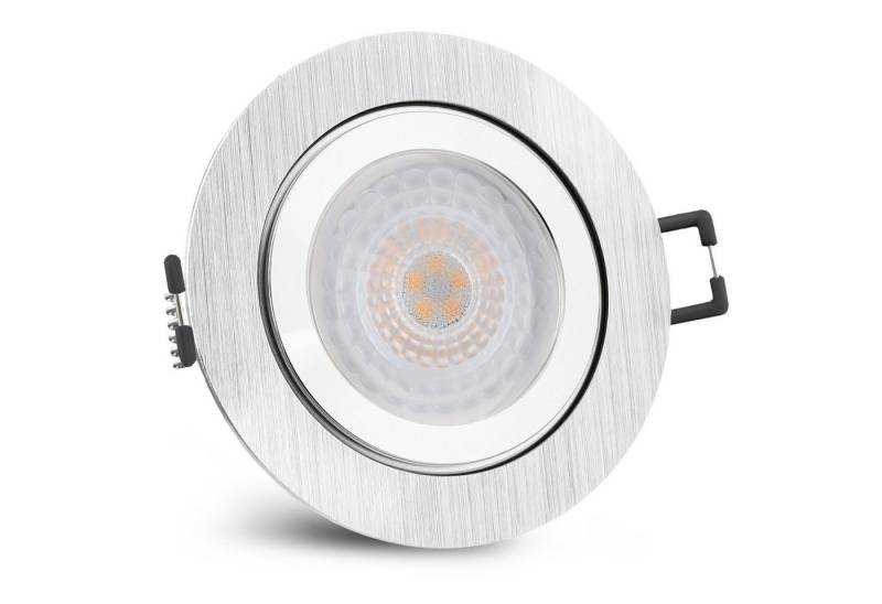 SSC-LUXon LED Außen-Deckenleuchte RW-2 LED Einbauleuchte flach & rund mit fourSTEP 4W warmweiss in Alu, Warmweiß von SSC-LUXon