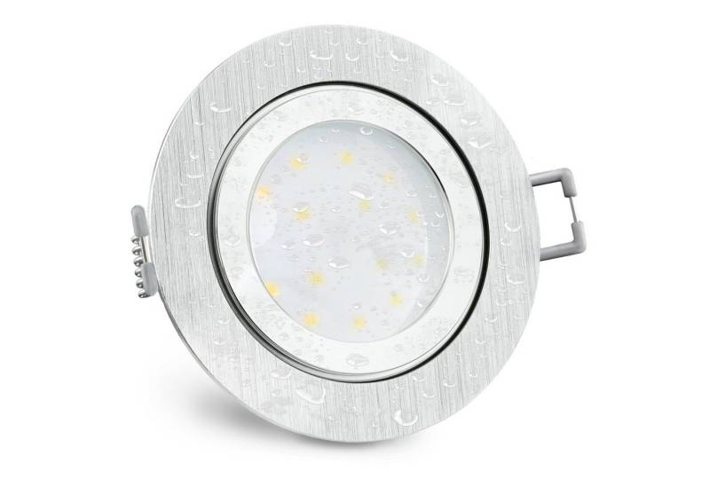SSC-LUXon LED Außen-Deckenleuchte RW-2 extra flache LED Bad Einbauleuchte IP44 Alu rund mit LED Modul, Warmweiß von SSC-LUXon