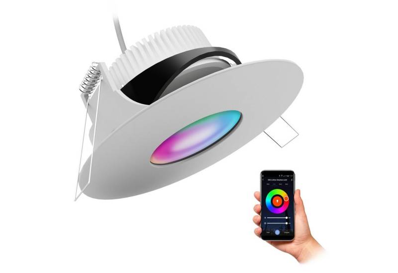 SSC-LUXon LED Außen-Deckenleuchte YOKU Einbaustrahler IP65 schwenkbar weiss rund mit WLAN RGB LED Modul, RGB & Weißtöne von SSC-LUXon