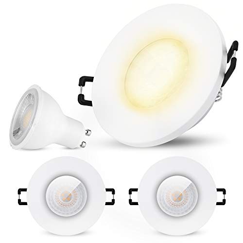 SSC-LUXon BEDA 3er Set Einbaustrahler IP65 mit LED GU10 38° Abstrahlwinkel 6W warmweiß - Einbauspot aussen Bad 230V rund weiß von SSC-LUXon