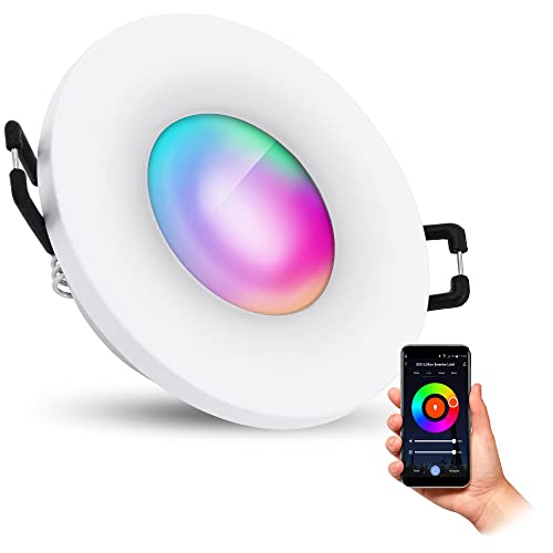 SSC-LUXon BEDA Bad Einbaustrahler IP65 dimmbar inkl. WiFi Smart GU10 Lampe (RGB & Weißtöne) - Spot LED kompatibel mit Alexa, Siri & Google von SSC-LUXon