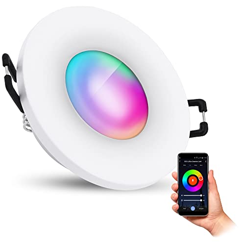 SSC-LUXon BEDA Bad Einbaustrahler IP65 flach dimmbar Smart inkl. WiFi LED Lampe (RGB & Weißtöne) - Spot kompatibel mit Alexa, Siri & Google von SSC-LUXon