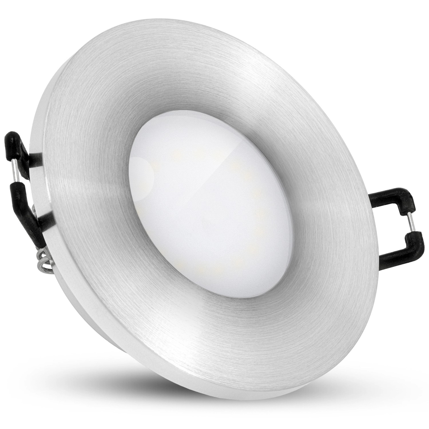 SSC-LUXon BEDA Downlight LED Spot Flach IP65 Silber Gebürstet mit 4W Modul Warmweiß für Bad & Außen von SSC-LUXon