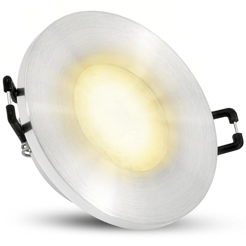 SSC-LUXon BEDA Feuchtraum LED Spot Alu gebürstet rund mit GU10 LED Birne dimmbar 7W warmweiß 230V - Einbau IP65 Deckenleuchte SSC-LUXon BEDA Feuchtraum LED Spot Alu gebürstet rund mit GU10 LED Birne dimmbar 7W warmweiß 230V - Einbau IP65 Deckenleuchte von SSC-LUXon