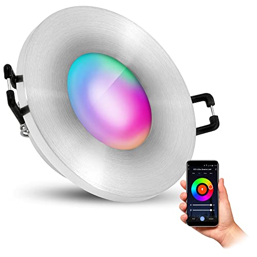 SSC-LUXon BEDA IP65 LED Spot extra flach für Außen & Bad mit WLAN Smart Lampe RGB CCT - Einbauspot kompatibel mit Alexa, Siri & Google von SSC-LUXon