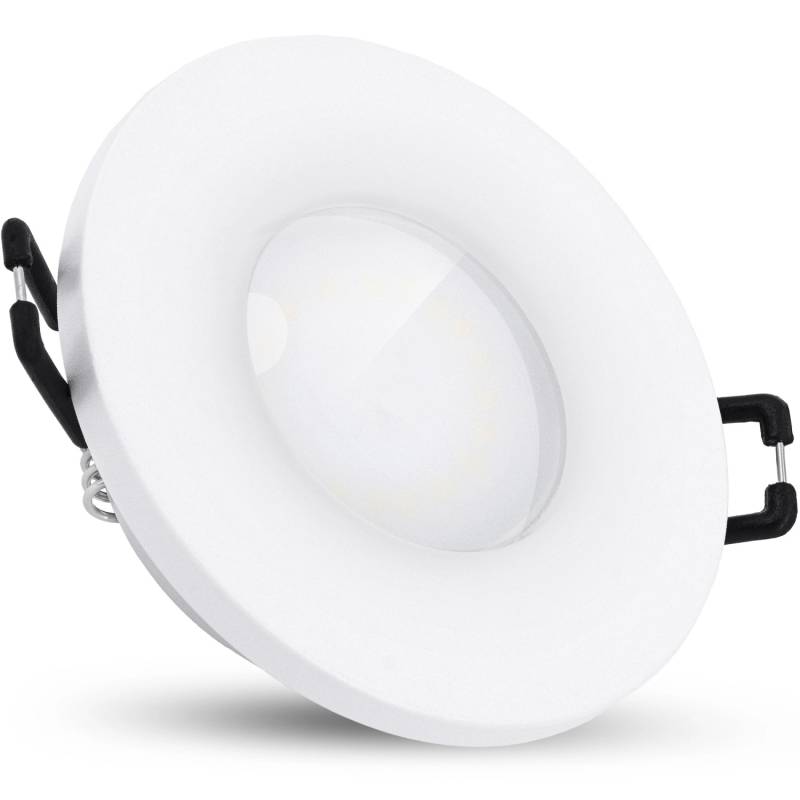 SSC-LUXon BEDA LED Einbaustrahler IP65 Flach Dimmbar Weiß mit 4W Warmweiß Modul für Bad & Außenbereich von SSC-LUXon