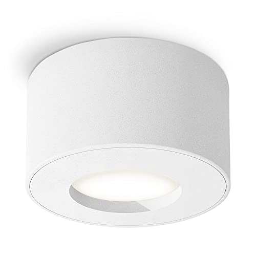 SSC-LUXon CELI-1 Aufbaustrahler dimmbar für Bad & Außen IP44 weiß mit LED Modul 230V - Bad Spot Decke flach 4W neutralweiß von SSC-LUXon