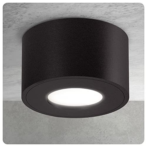 SSC-LUXon CELI-1 LED Strahler Aufbau flach IP44 Schutz für Bad & Außen inkl. LED Leuchtmittel 230V - Spot schwarz 4W neutralweiß von SSC-LUXon