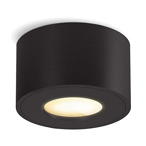 SSC-LUXon CELI-1 Spot Decke schwarz IP44 mit LED Dimmbar ohne Dimmer warmweiß 4W 230V - Aufbauleuchte breiter Abstrahlwinkel von SSC-LUXon