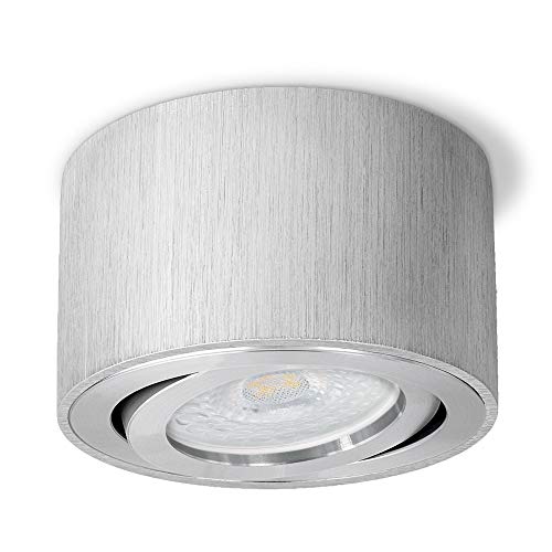 SSC-LUXon CELI-1A Deckenspot LED flach - Aufbauleuchte schwenkbar in Alu gebürstet inkl. fourSTEP LED 5W neutralweiß Dimmbar ohne Dimmer von SSC-LUXon