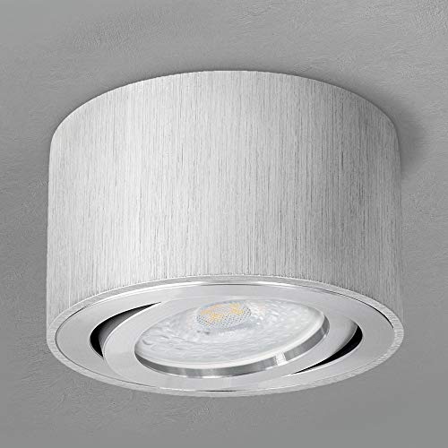 SSC-LUXon CELI-1A runde Aufbauleuchte LED slim schwenkbar mit fourSTEP - warmweiß 5W 230 Volt - Spotleuchte silber gebürstet von SSC-LUXon