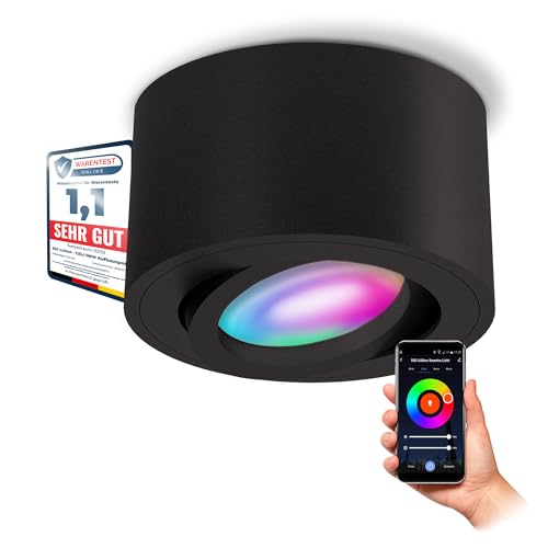 SSC-LUXon CELI-1BM Aufbauspot schwarz schwenkbar flach mit WLAN Smart RGB CCT LED Lampe - Deckenspot kompatibel mit Alexa, Siri & Google SSC-LUXon CELI-1BM Aufbauspot schwarz schwenkbar flach mit WLAN Smart RGB CCT LED Lampe - Deckenspot kompatibel mit Alexa, Siri & Google von SSC-LUXon