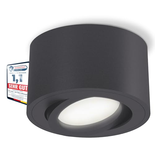 SSC-LUXon CELI-1N Deckenlampe flach mit LED fourSTEP Dimmen ohne Dimmer 4W neutralweiß 230V - Aufputz Spot schwenkbar anthrazit von SSC-LUXon