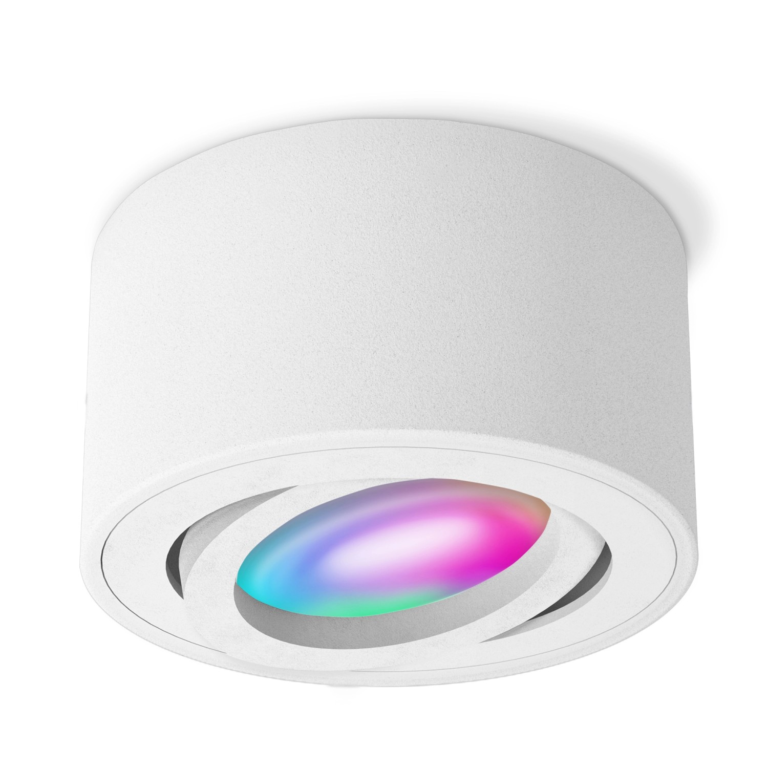 SSC-LUXon CELI-1WM Aufbauspot Weiß Flach Schwenkbar mit Smart LED RGB CCT GX53 von SSC-LUXon