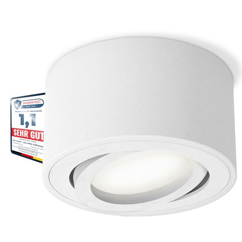 SSC-LUXon CELI-1WM Mini Aufbaustrahler LED schwenkbar - mit wechselbarem 230V LED Modul 4W neutralweiß - Downlight matt weiß von SSC-LUXon