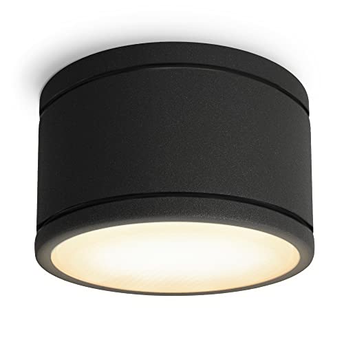 SSC-LUXon CELI-WX Aufbauleuchte Bad schwarz inklusive LED Leuchtmittel GX53 230V - IP44 Deckenlampe Badezimmer 6,5W warmweiß von SSC-LUXon