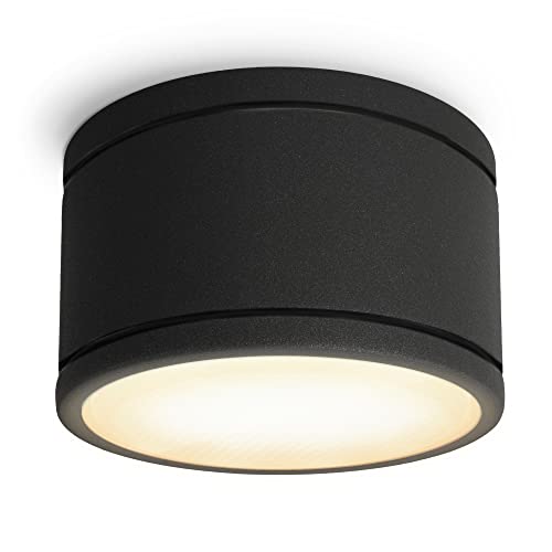 SSC-LUXon CELI-WX Aufbauleuchte Bad schwarz inklusive LED Leuchtmittel warmweiß GX53 230V - Spot IP44 Deckenlampe Badezimmer 5W von SSC-LUXon