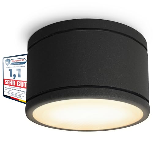 SSC-LUXon CELI-WX Aufbauleuchte Bad schwarz inklusive LED Leuchtmittel warmweiß GX53 230V - Spot IP44 Deckenlampe Badezimmer 5W von SSC-LUXon