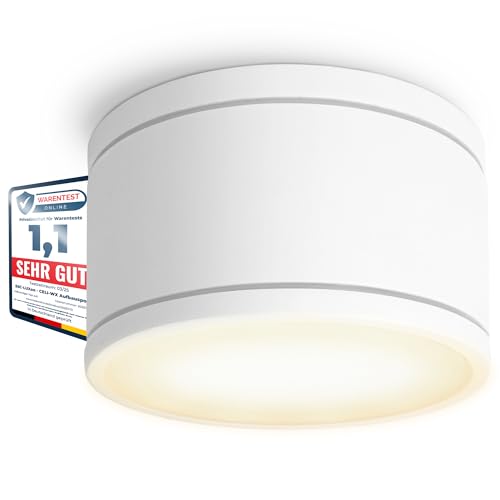 SSC-LUXon CELI-WX Aufbauspot dimmbar flach für Außen & Bad IP44 - Aufbaustrahler 230V weiß GX53 LED wechselbar 6W warmweiß von SSC-LUXon