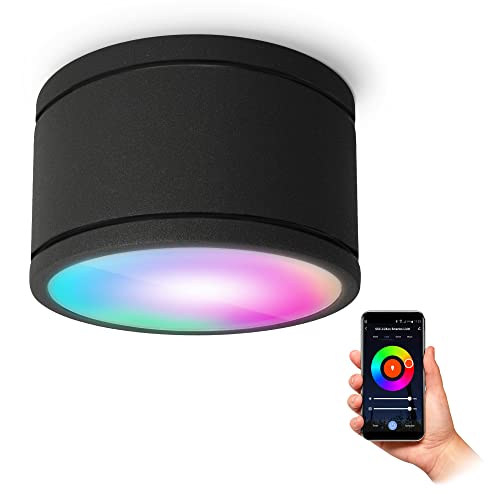 SSC-LUXon CELI-WX Aufbaustrahler Bad flach IP44 inkl. LED Lampe GX53 kompatibel mit Alexa, Siri & Google - Spot WiFi Smart LED RGB+W von SSC-LUXon