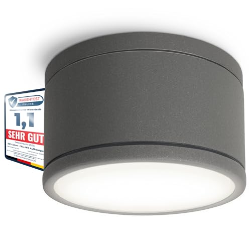 SSC-LUXon CELI-WX Bad Aufbauleuchte IP44 mit wechselbarer GX53 LED Lampe neutralweiß 3W - Deckenstrahler flach 230V anthrazit von SSC-LUXon