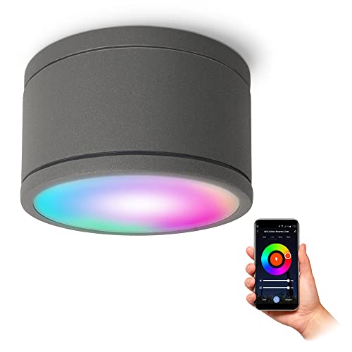 SSC-LUXon CELI-WX Badezimmer Lampe Smart Home Deckenspot kompatibel mit Alexa, Siri & Google - WLAN RGB LED Downlight anthrazit von SSC-LUXon