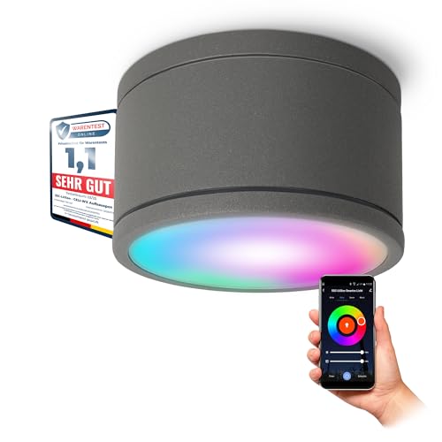 SSC-LUXon CELI-WX Badezimmer Lampe Smart Home Deckenspot kompatibel mit Alexa, Siri & Google - WLAN RGB LED Downlight anthrazit von SSC-LUXon