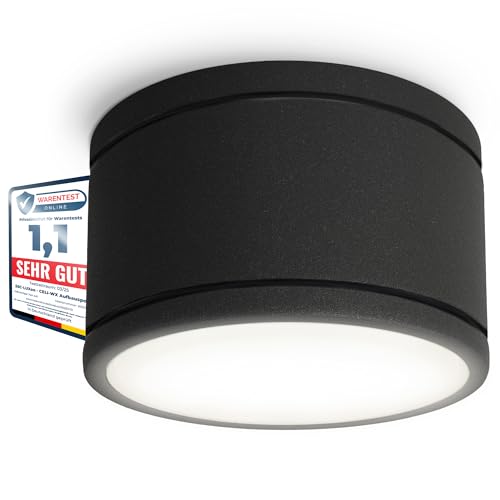 SSC-LUXon CELI-WX Spot Lampe für Badezimmer LED in schwarz inklusive Leuchtmittel GX53 230V - Aufbauspot IP44 neutralweiß 6,5W von SSC-LUXon