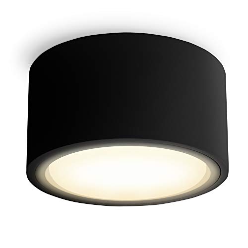 SSC-LUXon CELI-X LED Aufbau Deckenleuchte dimmbar schwarz, flach & rund - inkl. SIGOR LED GX53 Lampe (5784801) mit 6,5W warmweiß von SSC-LUXon