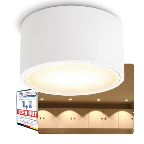 SSC-LUXon CELI-X LED Aufbauspot flach dimmbar große Leuchtfläche - Decken Aufbaustrahler rund mit LED GX53 6W warmweiß 230V von SSC-LUXon