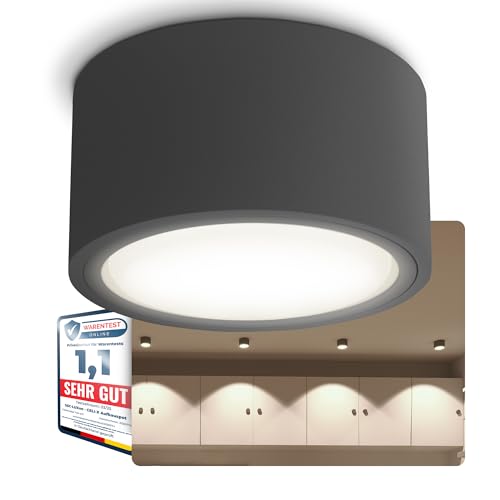 SSC-LUXon CELI-X LED Aufbauspot grau flach mit großer Leuchtfläche - Deckenspot anthrazit rund mit LED GX53 3W neutralweiß 230V von SSC-LUXon