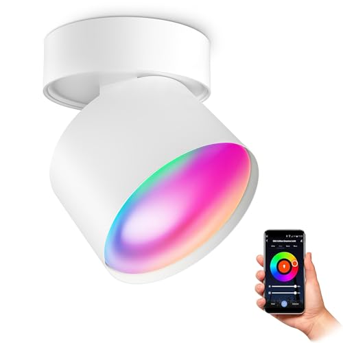 SSC-LUXon Deckenlampe weiß - Aufbaustrahler mit Smart Home WiFi GX53 LED 6W RGBW dimmbar - Spot Lampe rund kompatibel mit Smart Speakern SSC-LUXon Deckenlampe weiß - Aufbaustrahler mit Smart Home WiFi GX53 LED 6W RGBW dimmbar - Spot Lampe rund kompatibel mit Smart Speakern von SSC-LUXon
