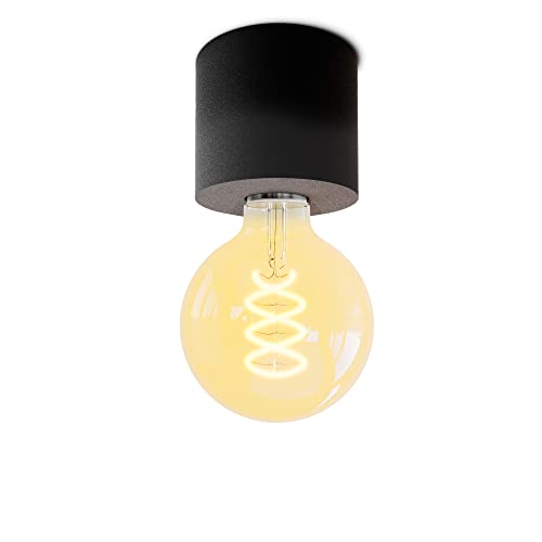 SSC-LUXon Design Decken Leuchte NAMBI inkl. Leuchtmittel LED Retro E27 Filament - Aufputzlampe schwarz dimmbar extra warmes Licht von SSC-LUXon