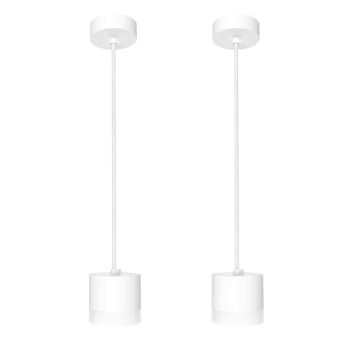SSC-LUXon Design Deckenleuchte VORA weiß 2er Set mit Textilkabel - moderne Pendelleuchte Esstisch mit Leuchtring für GX53 Lampe von SSC-LUXon