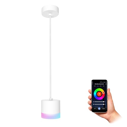 SSC-LUXon Design Deckenleuchte weiß VORA - moderne Pendelleuchte inkl. Smart Home GX53 Lampe kompatibel mit Alexa, Google & Siri von SSC-LUXon