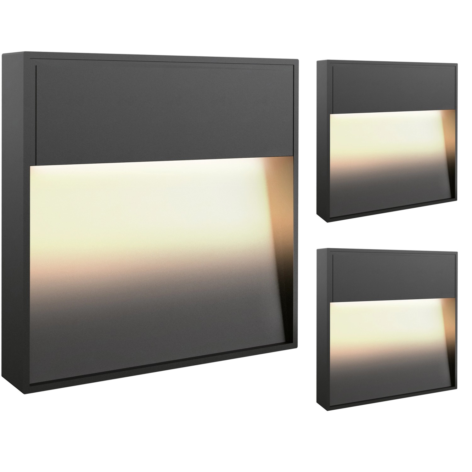 SSC-LUXon ELEVA 3er Set LED Wandleuchte Treppenleuchte Anthrazit IP54 Warmweiß Innen Außen SSC-LUXon ELEVA 3er Set LED Wandleuchte Treppenleuchte Anthrazit IP54 Warmweiß Innen Außen von SSC-LUXon