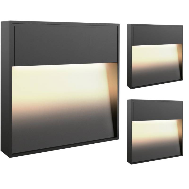 SSC-LUXon ELEVA 3er Set LED Wandleuchte Treppenleuchte Anthrazit IP54 Warmweiß Innen Außen von SSC-LUXon
