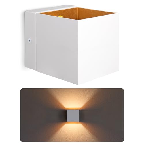 SSC-LUXon EPITA Wandaufbauleuchte weiß gold - moderne Treppenlampe innen Up & Down Retro Design inkl. LED G9 Lampe warmweiss von SSC-LUXon