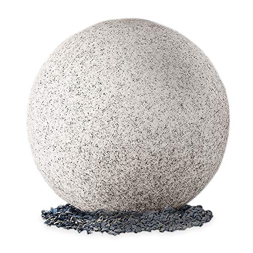 SSC-LUXon Gartenkugel - Natürliche Granit Stein Optik - IP65 Schutzart - 3m Kabel mit Schuko-Stecker - Inklusive E27 LED Birne von SSC-LUXon