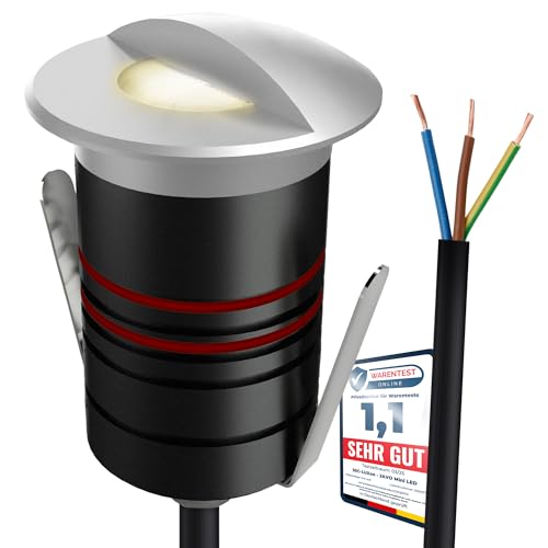 SSC-LUXon JAVO Boden LED Spot warmweiß Aluminium silber Ø 47 mm IP67 - Einbau Wegeleuchte 230V befahrbar mit seitlichem Licht von SSC-LUXon