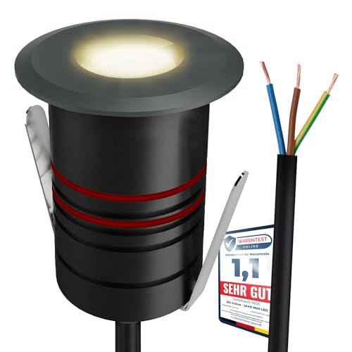 SSC-LUXon JAVO Mini Boden Spots LED Bodeneinbaustrahler Außen 230V warmweiß - Boden Einbauleuchte Outdoor anthrazit IP67 Ø 47mm von SSC-LUXon