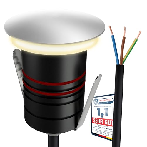SSC-LUXon JAVO Mini Bodenstrahler aussen 230V IP67 befahrbar Alu Silber - Bodeneinbauleuchte indirektes & blendfreies Licht von SSC-LUXon