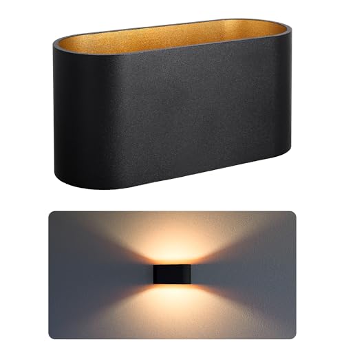 SSC-LUXon JOBERO Wandleuchte Innen schwarz - Wandlampe Gold Design Up Down Leuchte inkl. 1x G9 LED Leuchtmittel warmweiß 3W von SSC-LUXon
