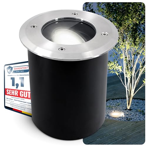 SSC-LUXon JUAVI LED Bodeneinbauleuchte schwenkbar IP67 rund - mit LED GU10 5W neutralweiß 230V - Bodenleuchte außen befahrbar von SSC-LUXon