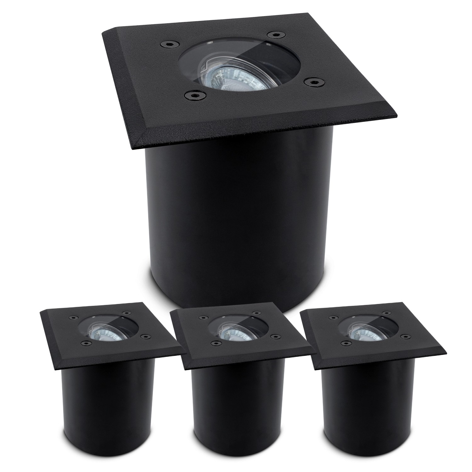 SSC-LUXon Juavi 4er Set Bodeneinbaustrahler Außen IP67 Schwarz Fahrbar für 1x GU10 ohne Leuchtmittel von SSC-LUXon