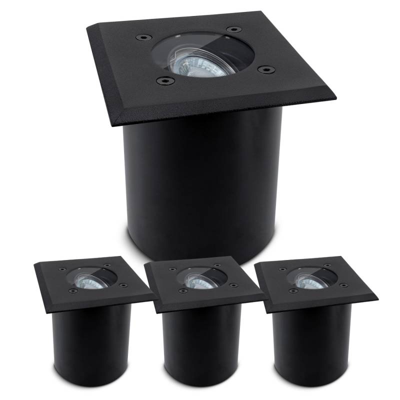 SSC-LUXon Juavi 4er Set Bodeneinbaustrahler Außen IP67 Schwarz Fahrbar für 1x GU10 ohne Leuchtmittel von SSC-LUXon