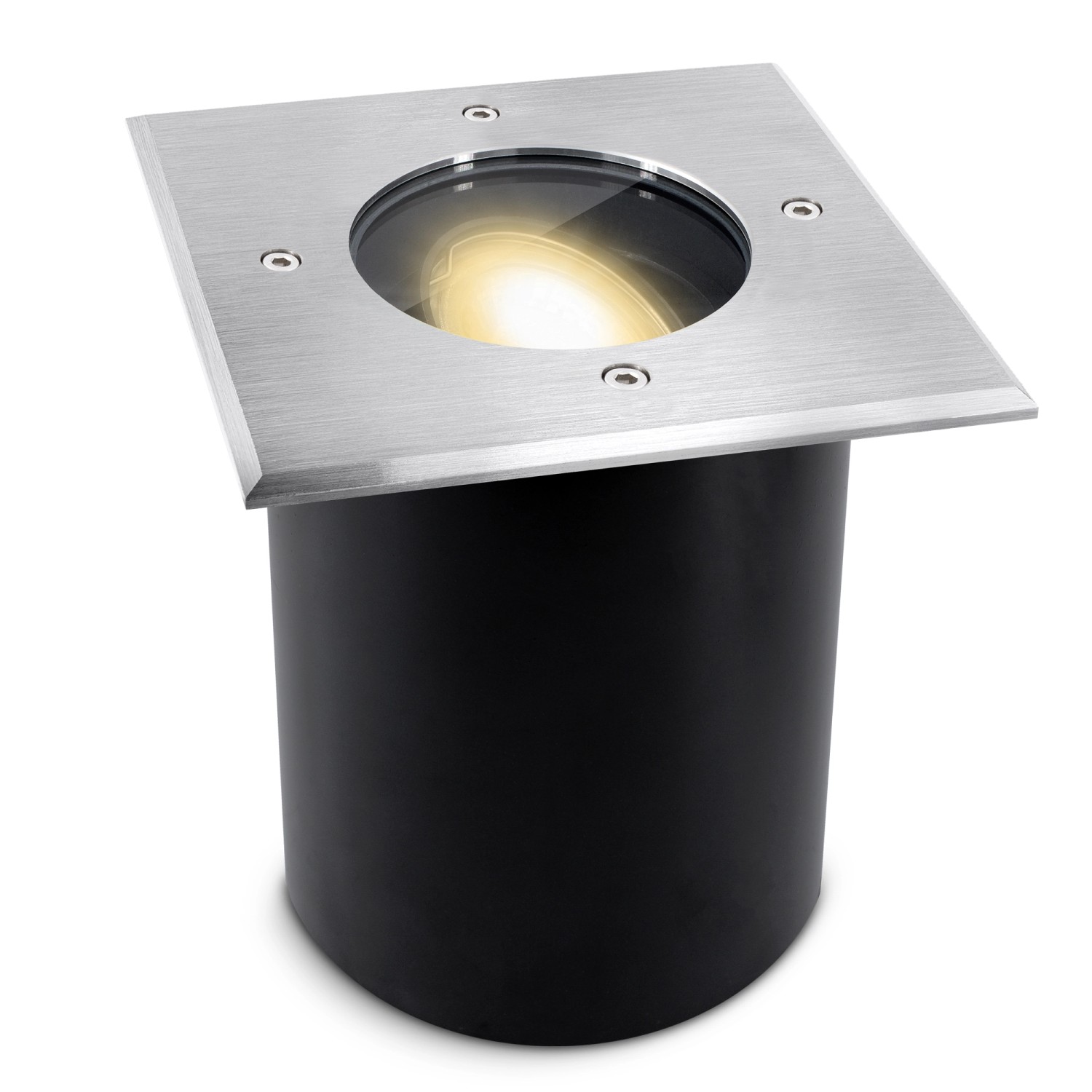 SSC-LUXon Juavi Bodeneinbaustrahler Außen Schwenkbar IP67 mit GU10 LED 3W Warmweiß Silber von SSC-LUXon