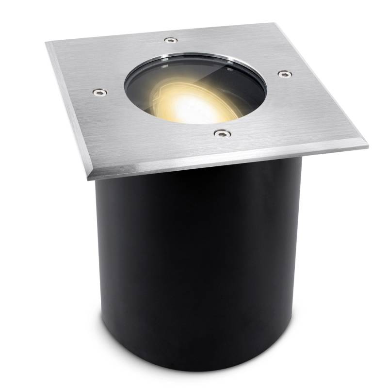SSC-LUXon Juavi Bodeneinbaustrahler Außen Schwenkbar IP67 mit GU10 LED 3W Warmweiß Silber von SSC-LUXon
