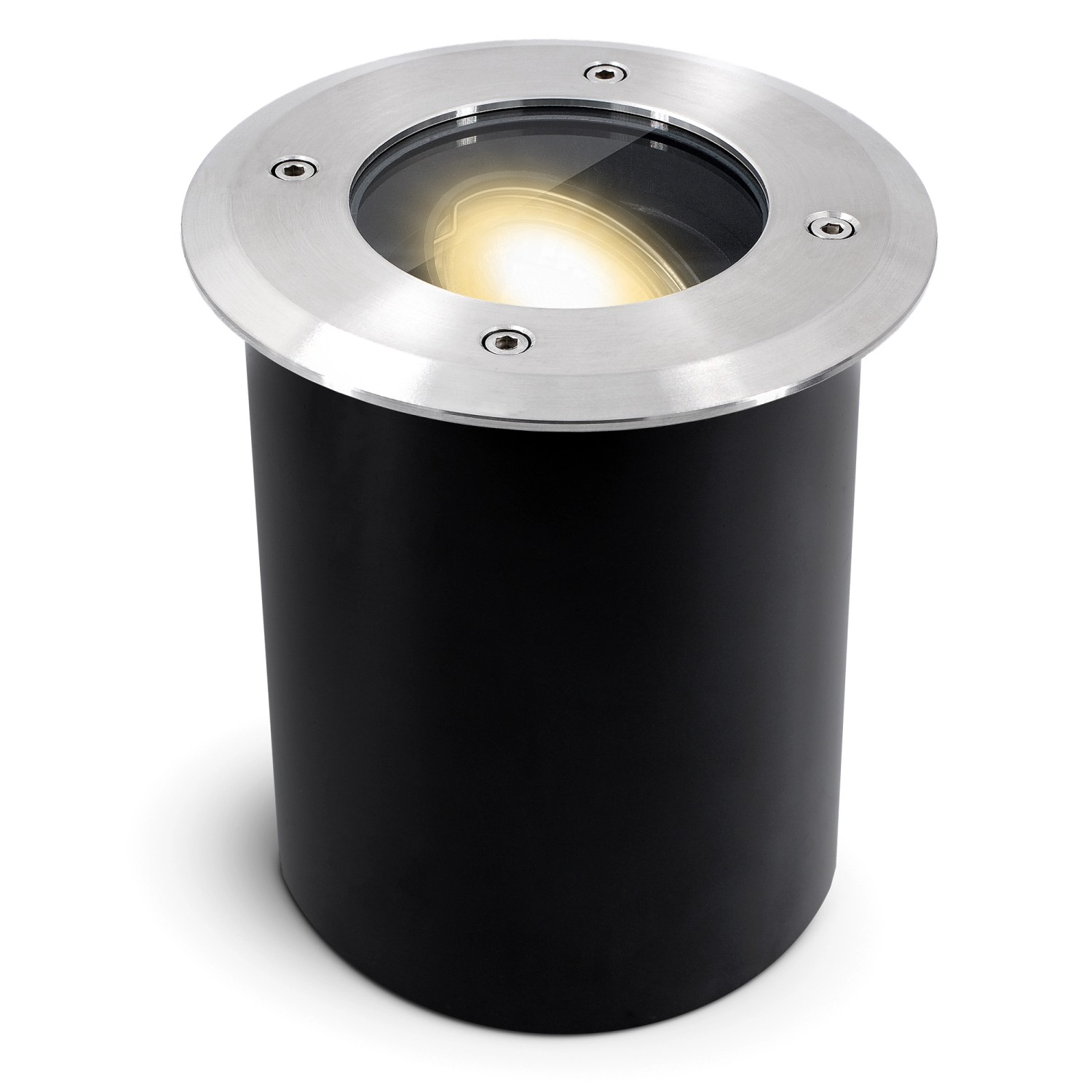 SSC-LUXon Juavi Bodeneinbaustrahler Außen Silber IP67 Schwenkbar mit GU10 LED 6W Warmweiß von SSC-LUXon