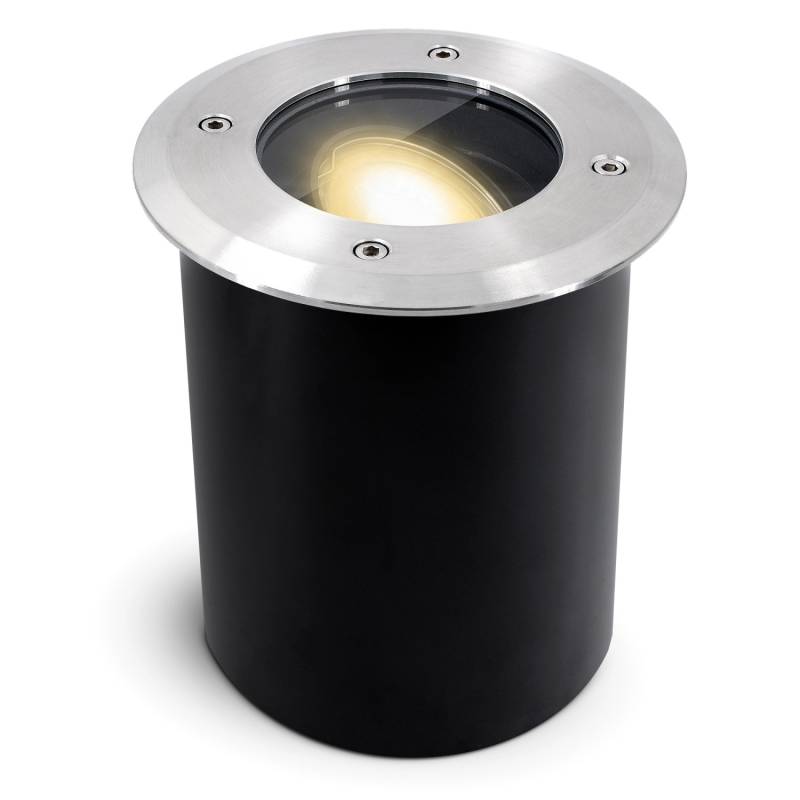 SSC-LUXon Juavi Bodeneinbaustrahler Außen Silber IP67 Schwenkbar mit GU10 LED 6W Warmweiß von SSC-LUXon